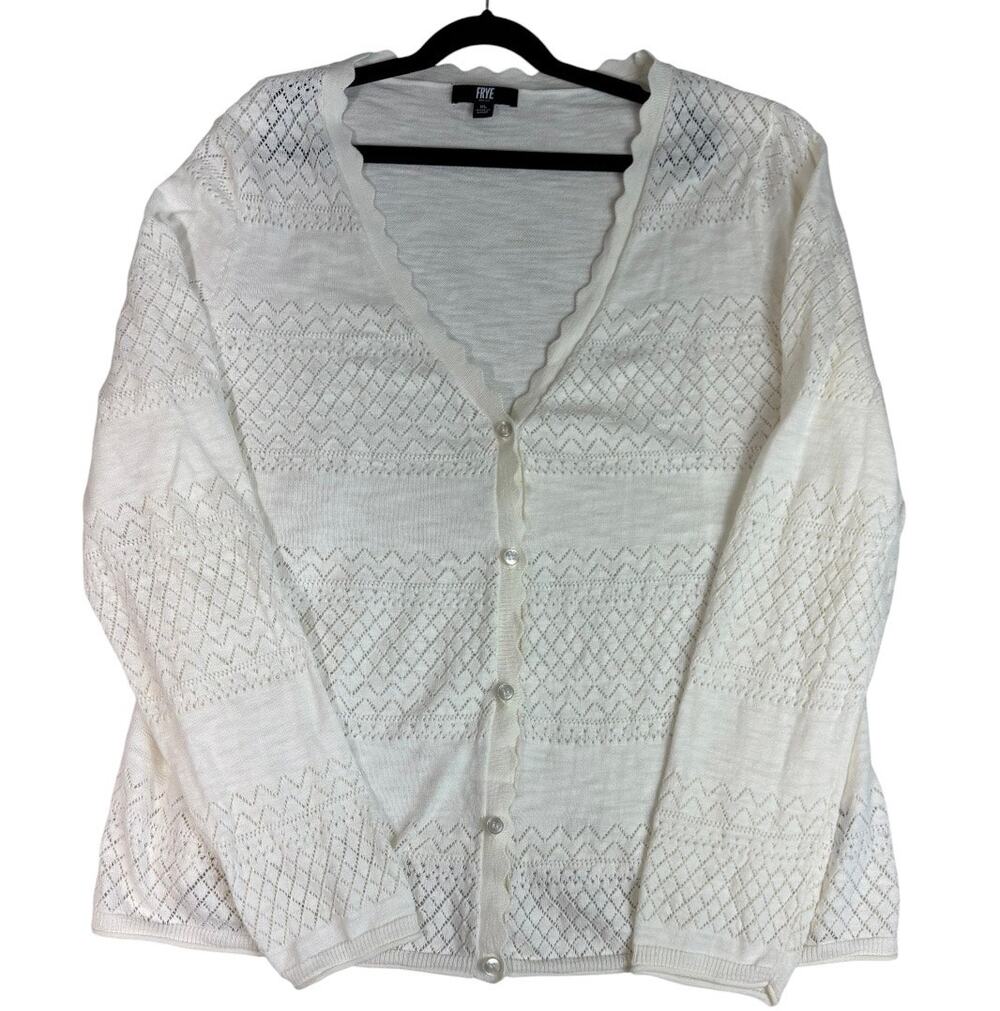 FRYE KNITTED BOHO BUTTON DOWN CREAM COLOR CARDIGAN XL